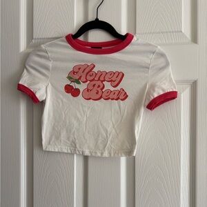 SHEIN White and Red Baby Tee